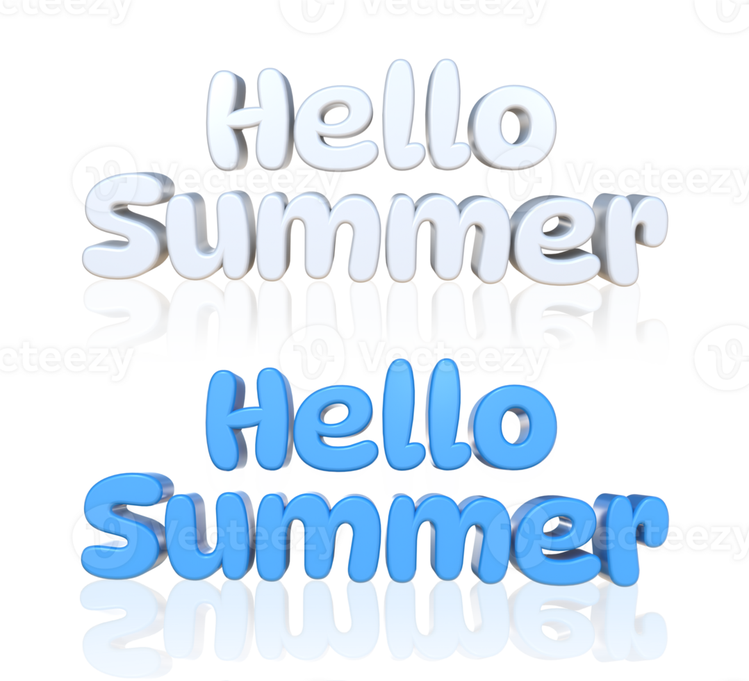 3D Rendering Blue And White Hello Summer Words png