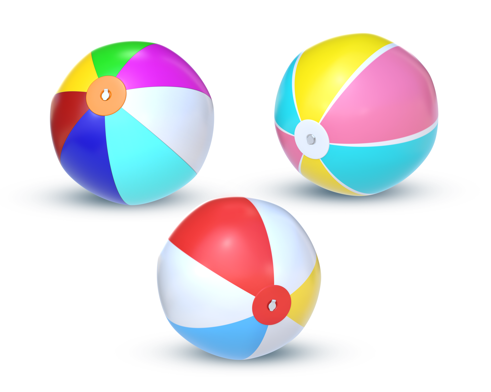 3D Rendering Set Of Beach Balls With Different Colors 24958392 PNG