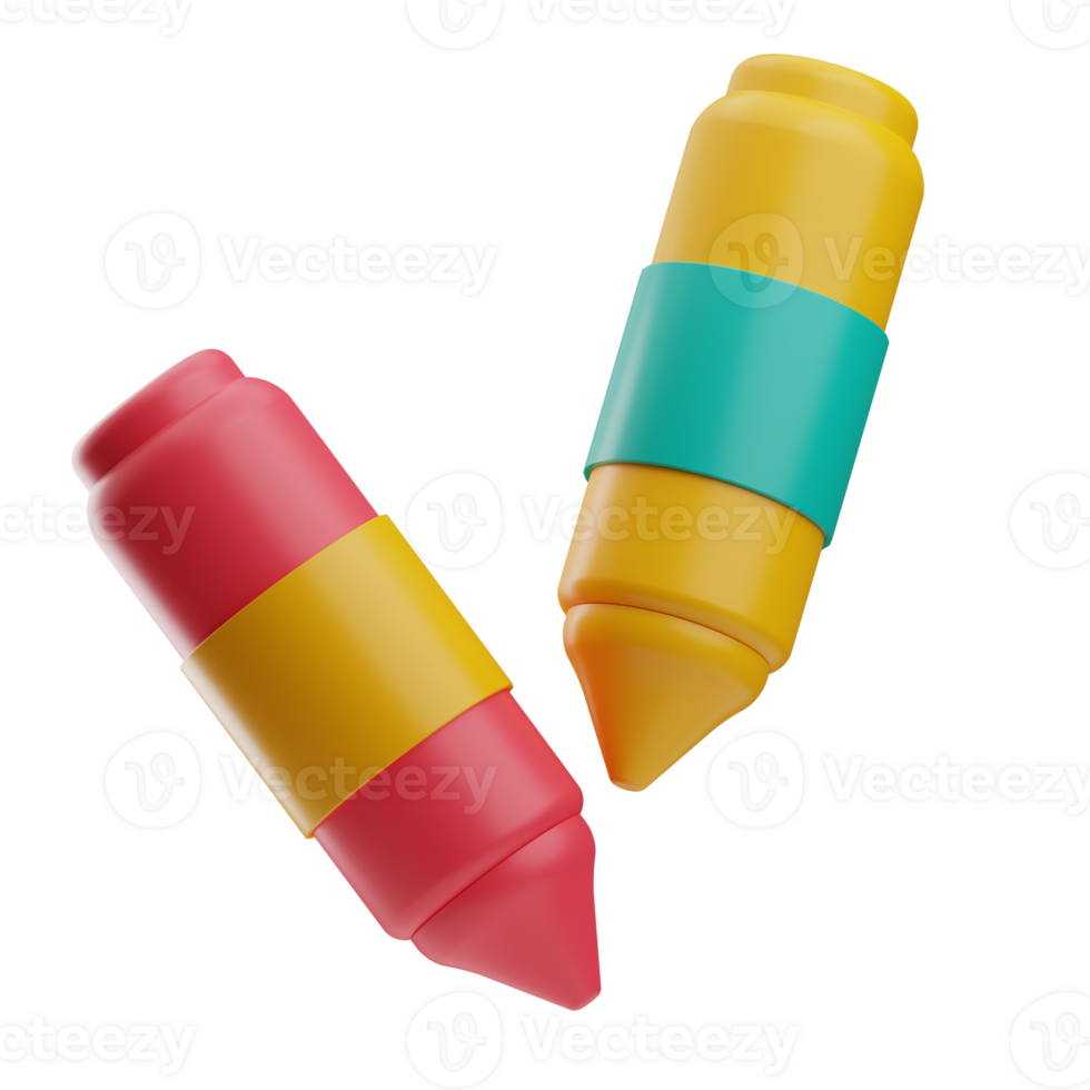 kindergarten crayon illustration 3d png
