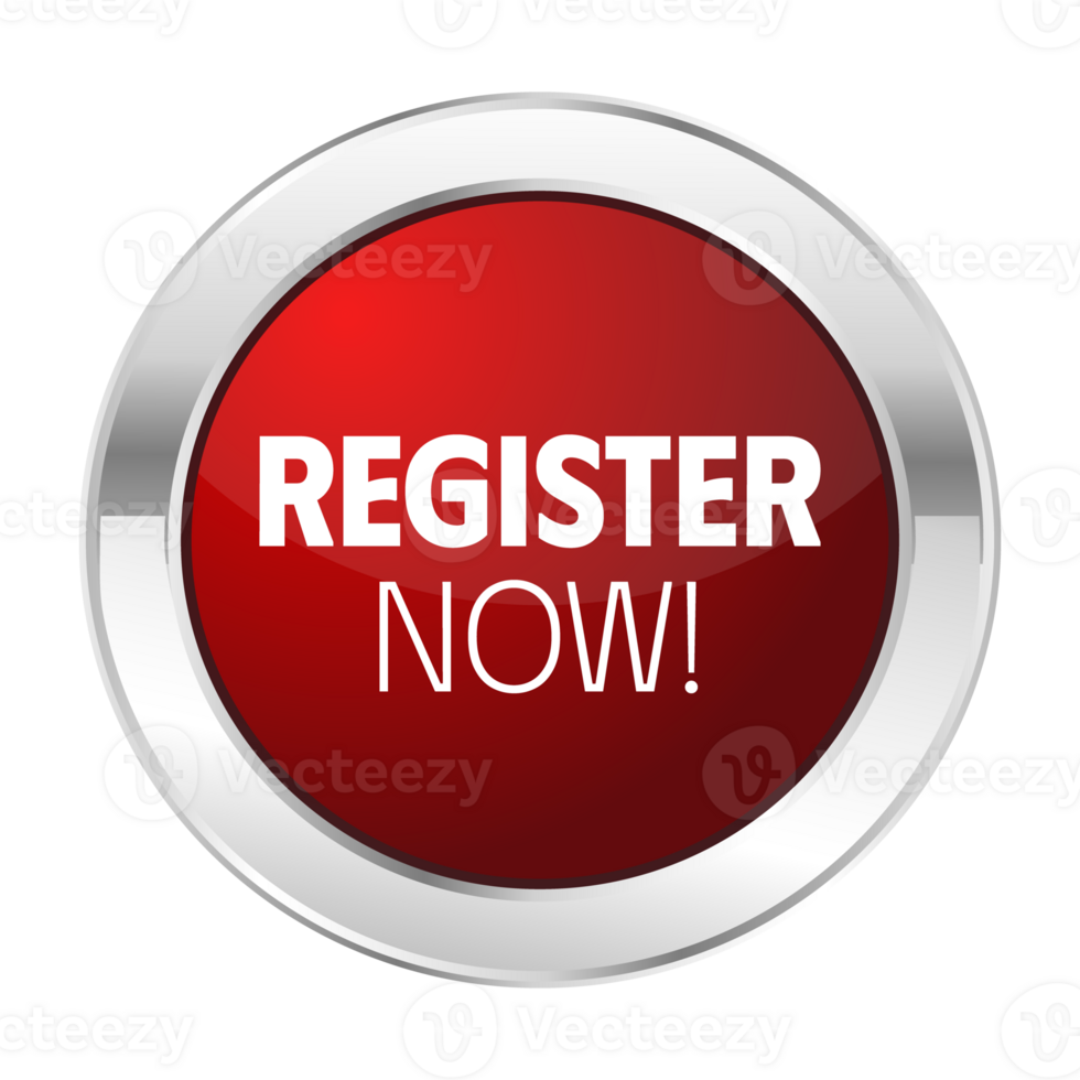 glossy 3d register now button, push button, badge, seal, stamp, tag, template, registration button, register now sign png