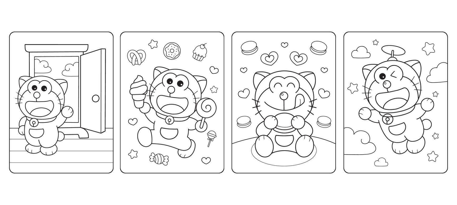 Magical Cat Coloring Book for Children vector