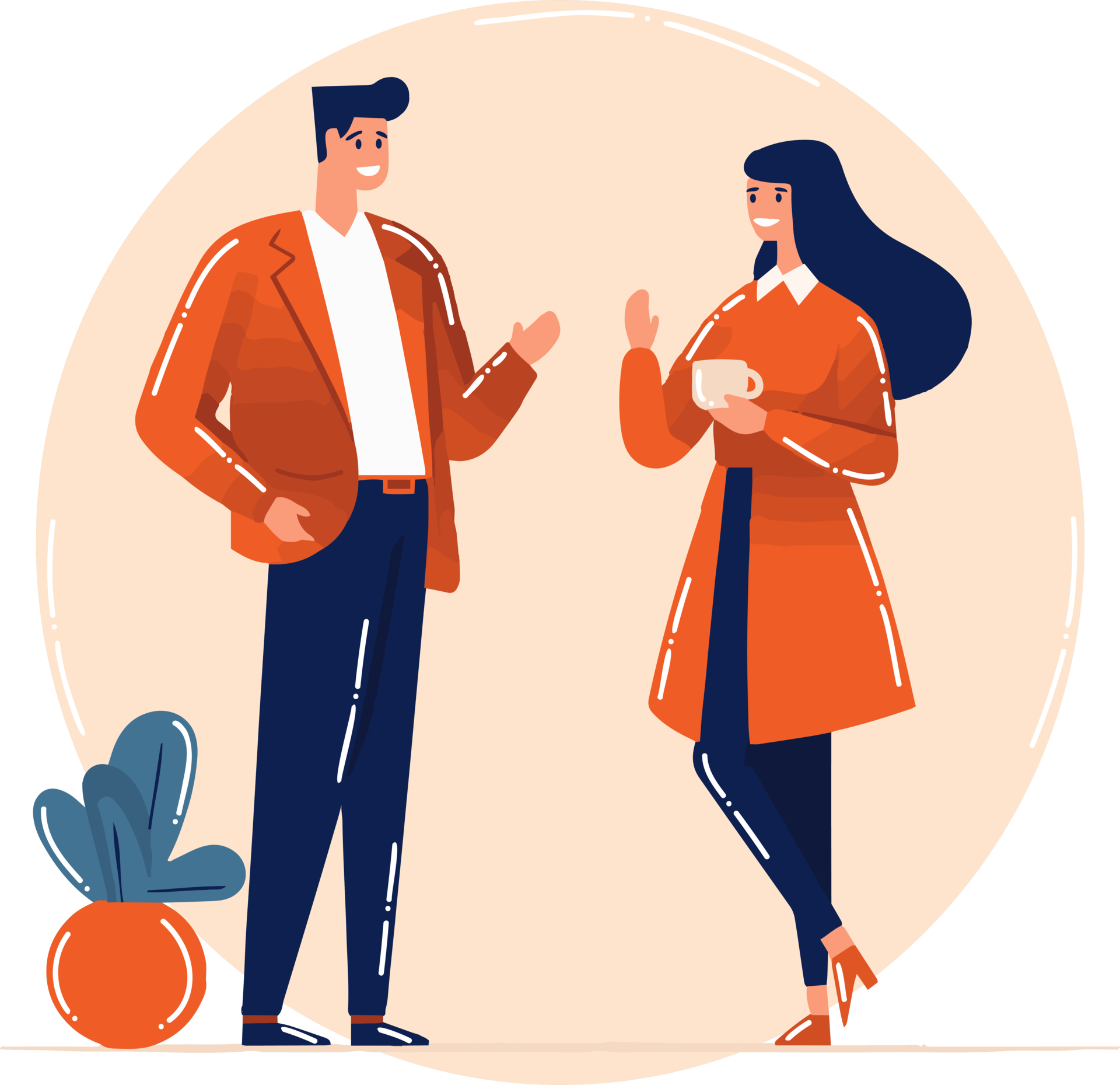 Hand Drawn business people standing and talking in flat style 24958914 PNG