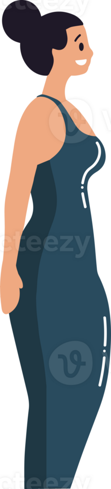 Hand Drawn standing female character in flat style png