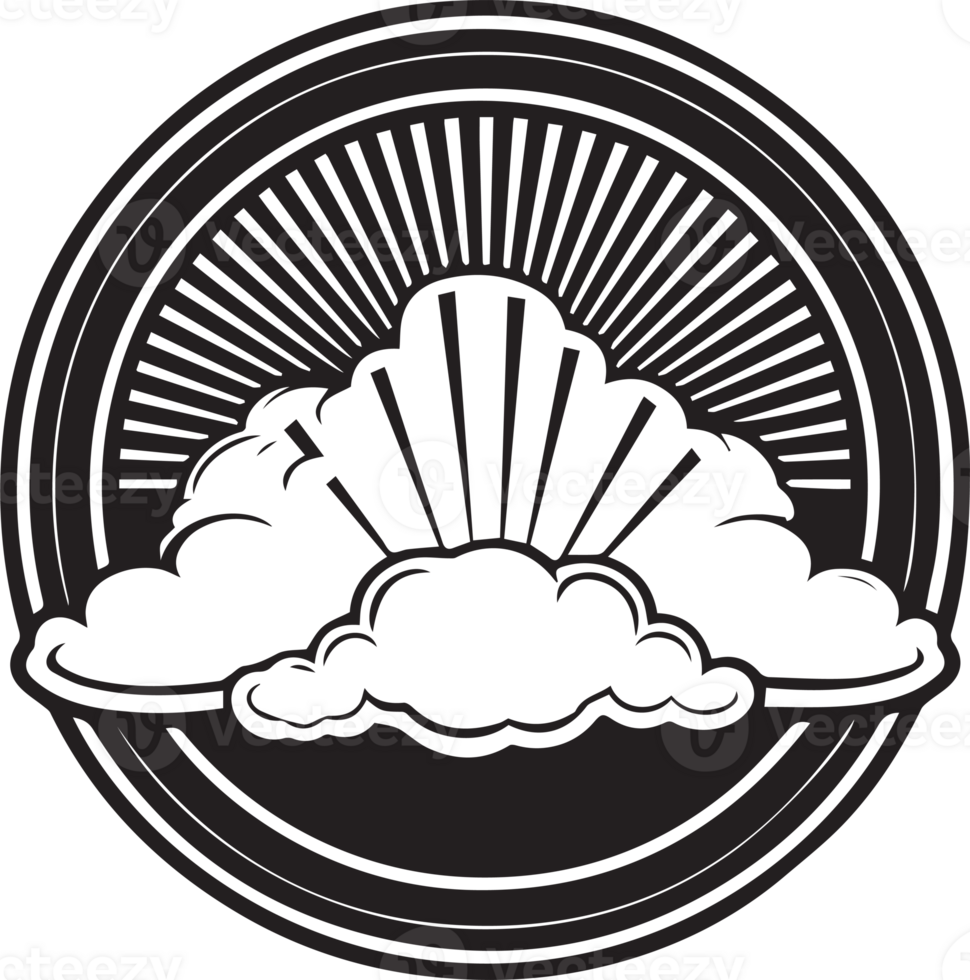Hand Drawn vintage cloud logo in flat style png