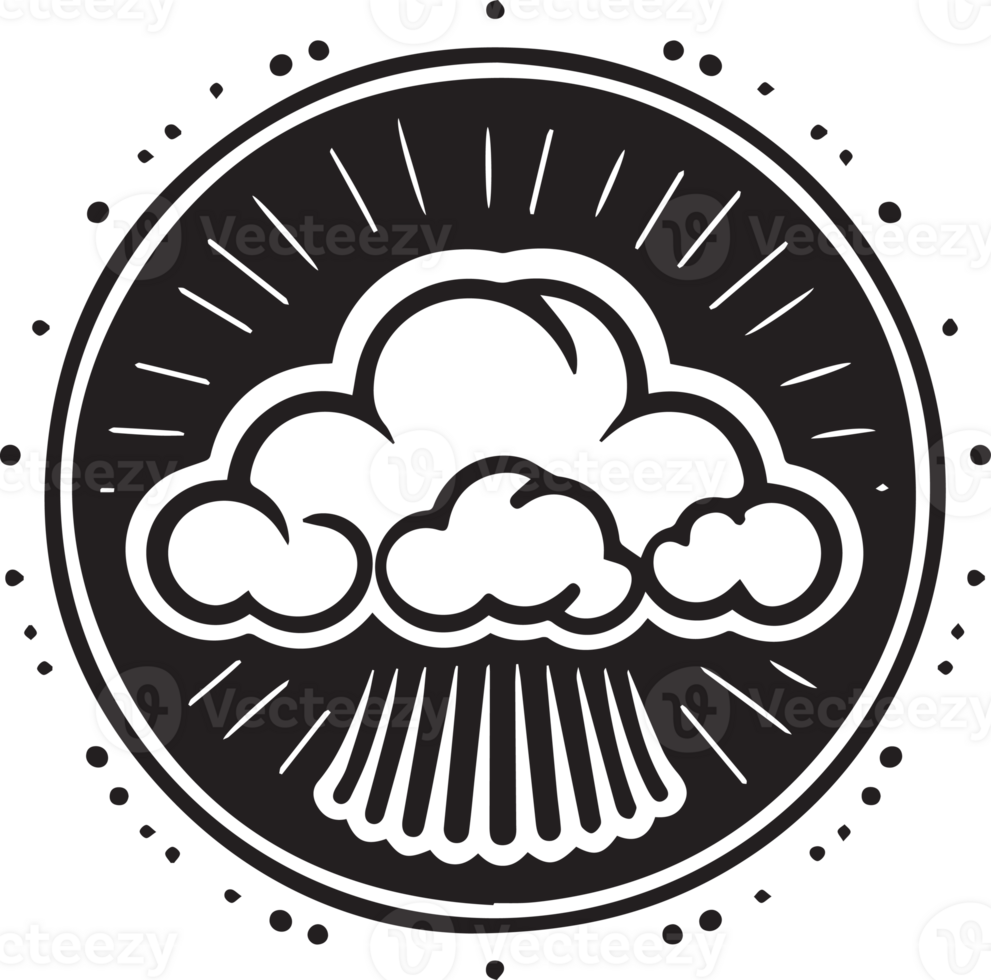 Hand Drawn vintage cloud logo in flat style png