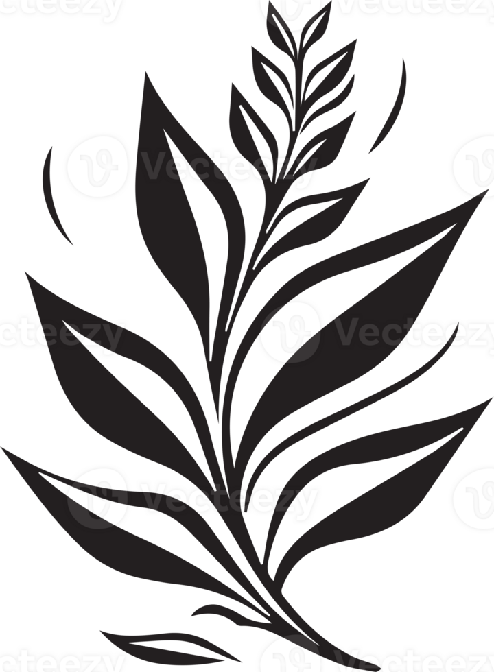 Hand Drawn vintage leaf and flower logo in flat style png