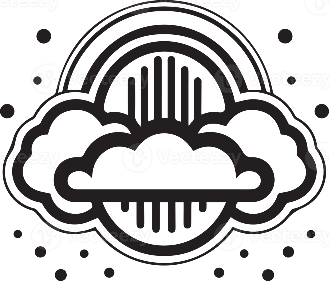 Hand Drawn vintage cloud logo in flat style png