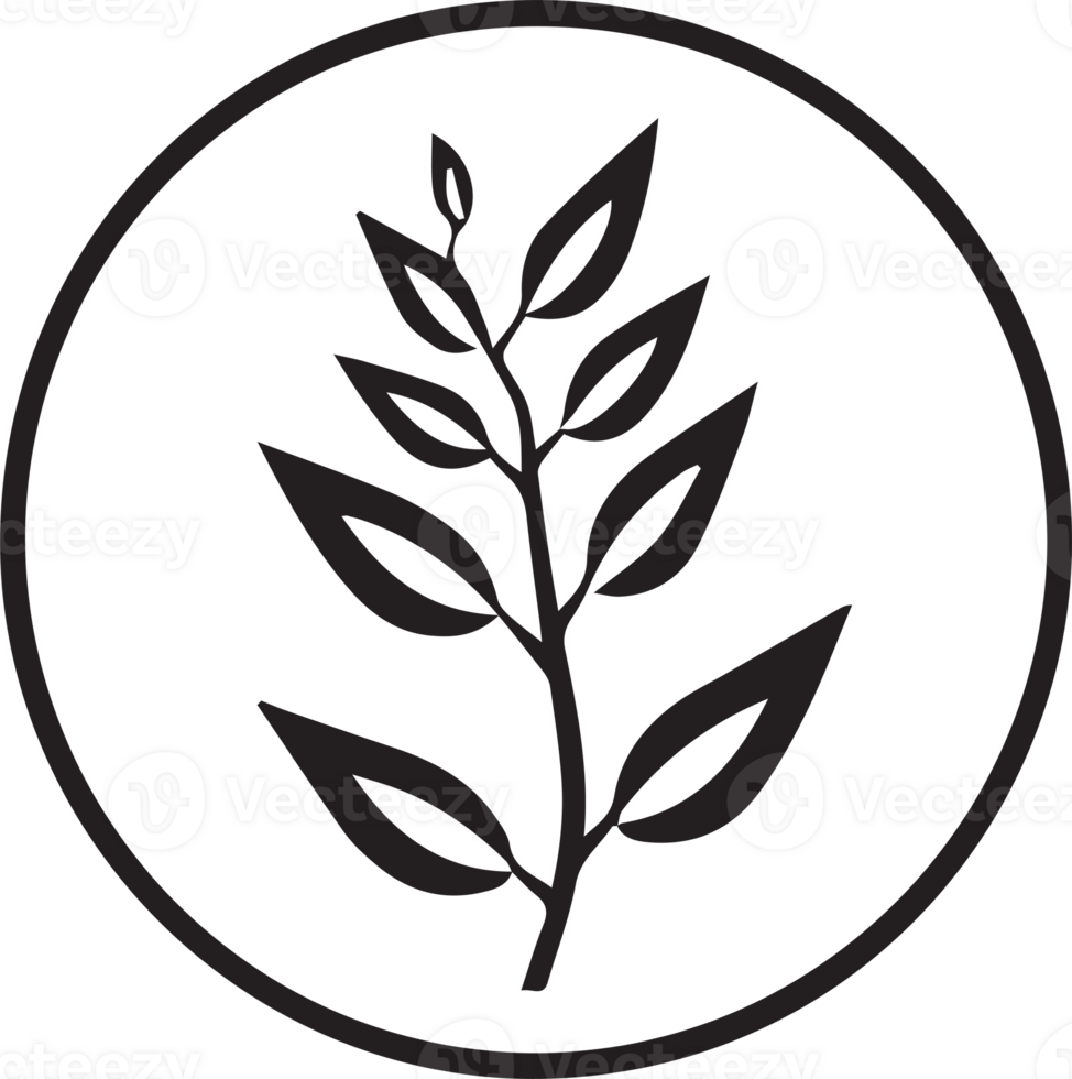 Hand Drawn vintage leaf and flower logo in flat style png