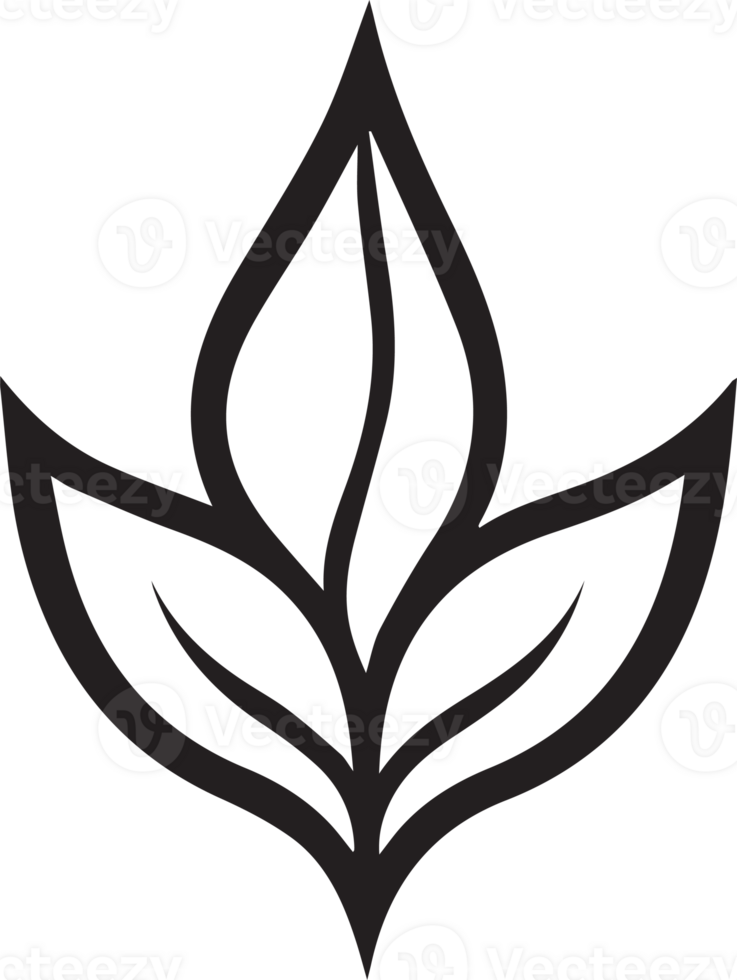 Hand Drawn vintage leaf and flower logo in flat style png