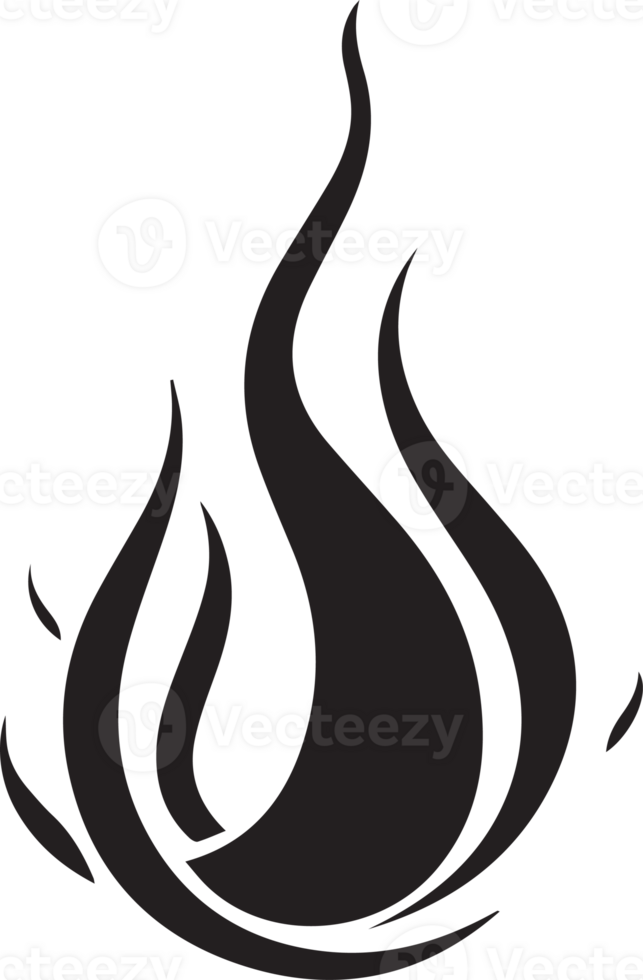 Hand Drawn vintage fire logo in flat style png