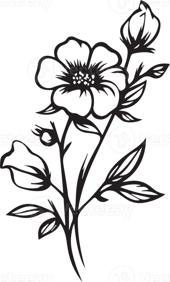 Hand Drawn vintage leaf and flower logo in flat style png