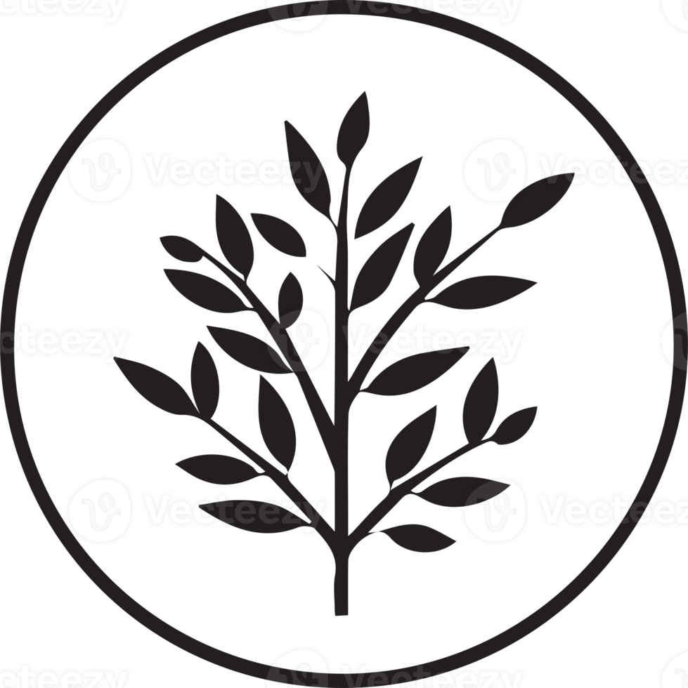 Hand Drawn vintage leaf and flower logo in flat style png