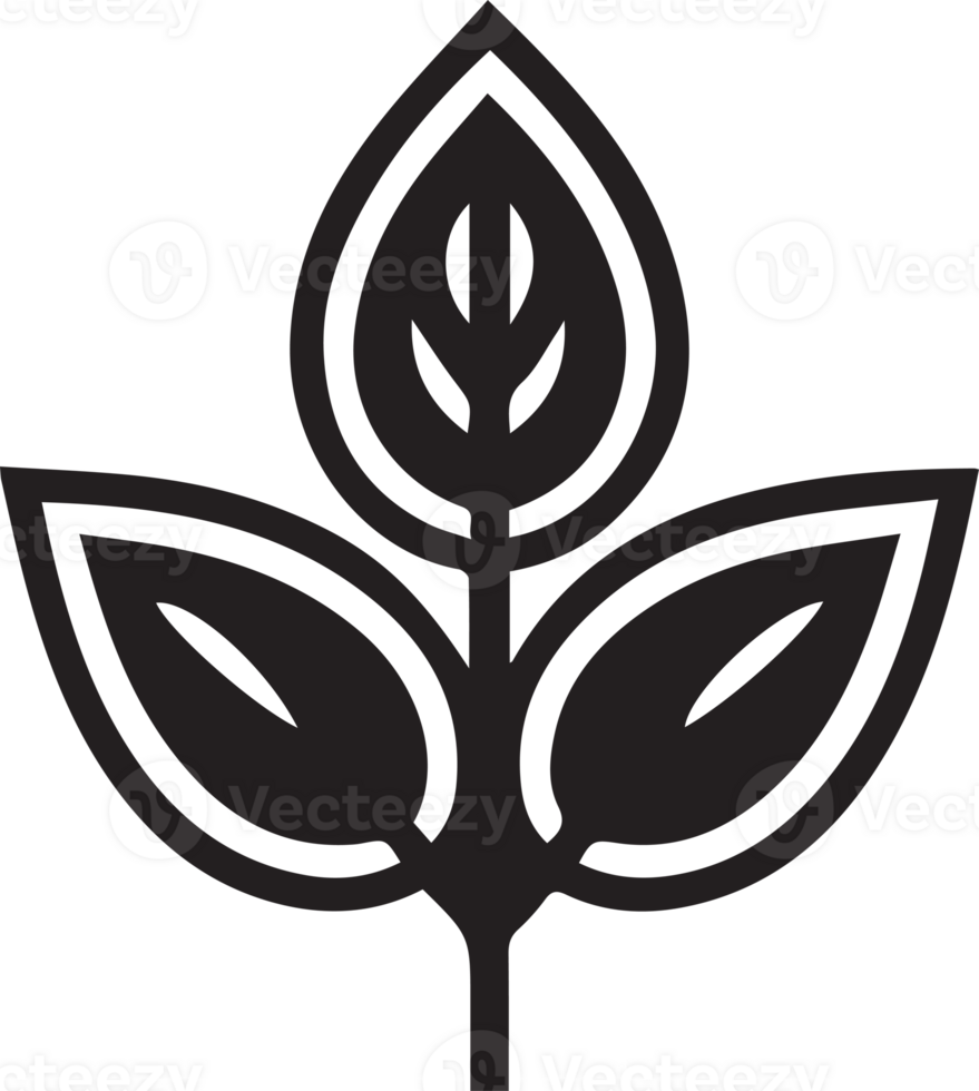 Hand Drawn vintage leaf and flower logo in flat style png
