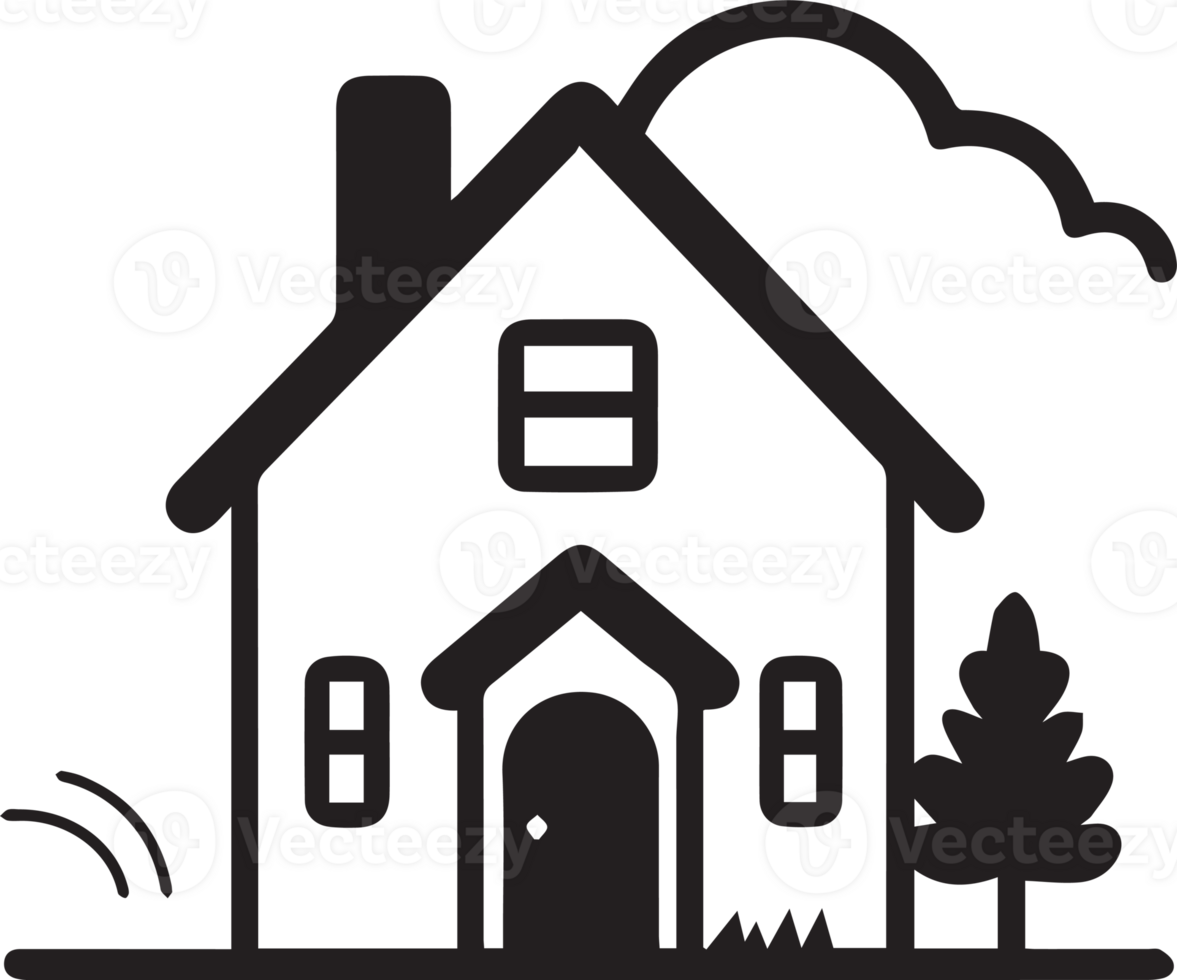 main tiré ancien maison logo dans plat style png