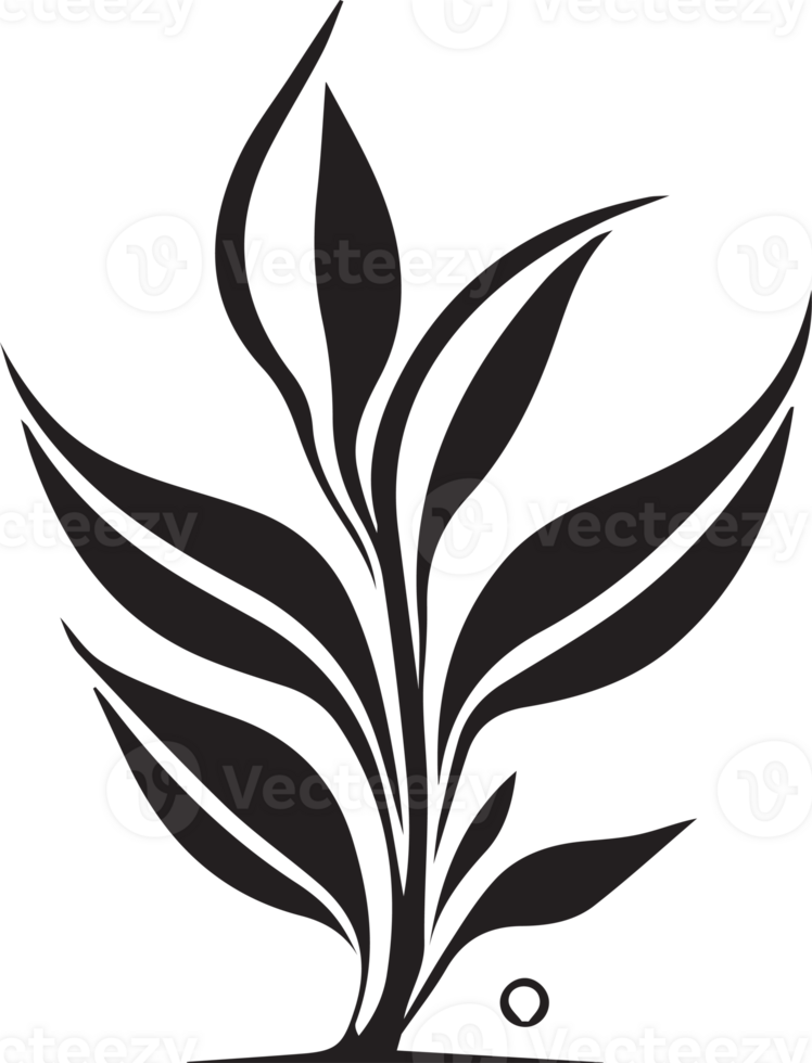 Hand Drawn vintage leaf and flower logo in flat style png