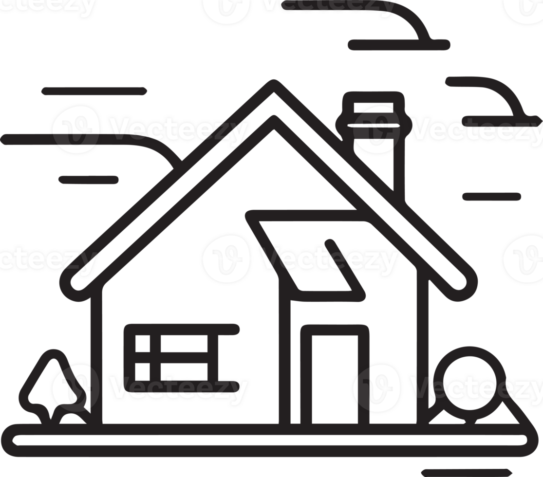 Hand Drawn vintage house logo in flat style png