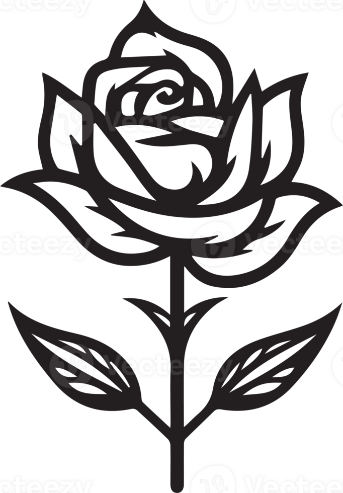 Hand Drawn vintage rose logo in flat style png