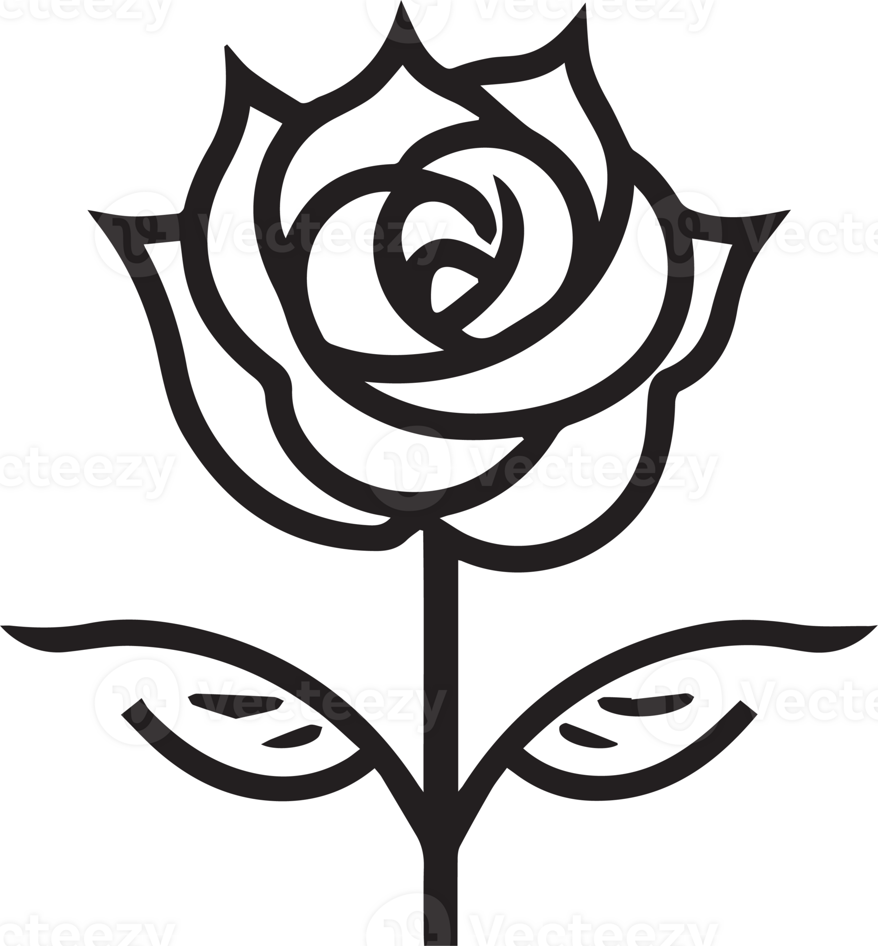 Hand Drawn vintage rose logo in flat style 24959116 PNG