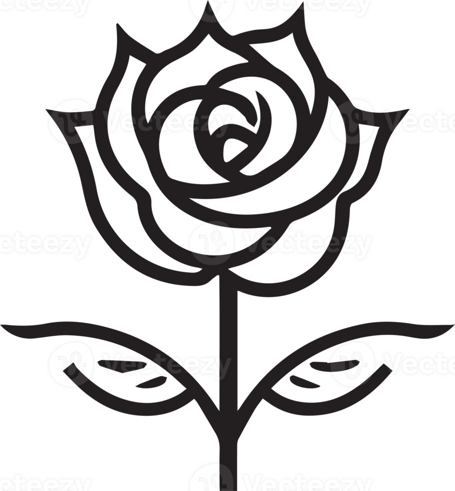 Hand Drawn vintage rose logo in flat style png