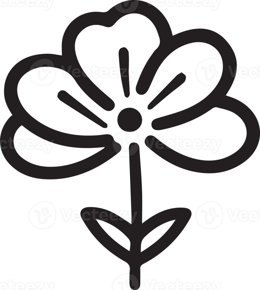 Hand Drawn vintage leaf and flower logo in flat style png