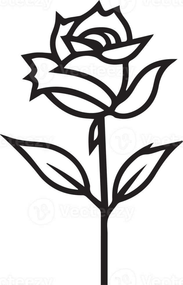 Hand Drawn vintage rose logo in flat style png