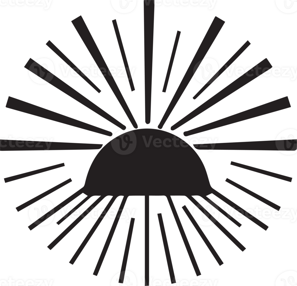 Hand Drawn vintage shining sun logo in flat style png