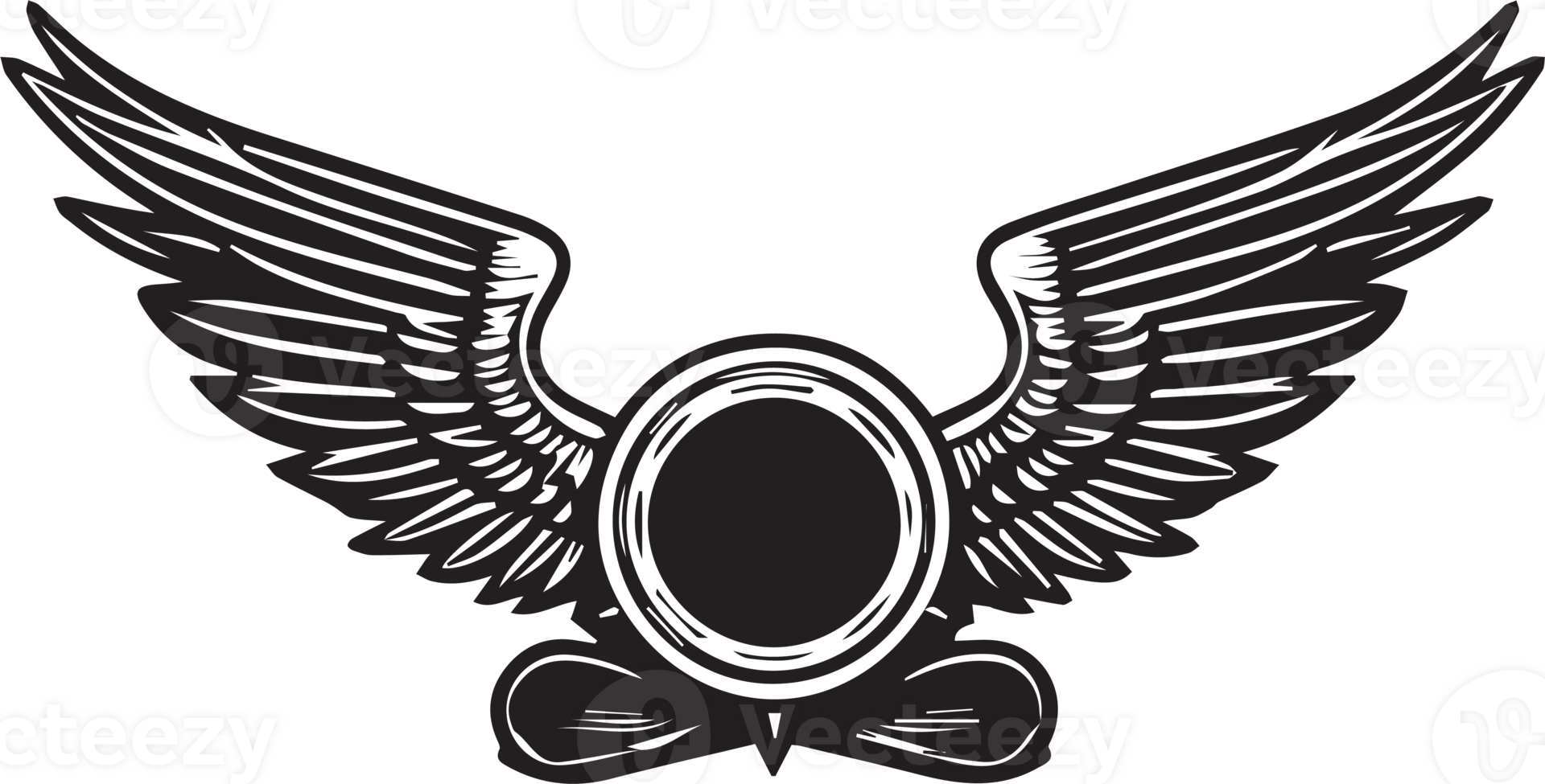 Hand Drawn vintage wings logo in flat style png