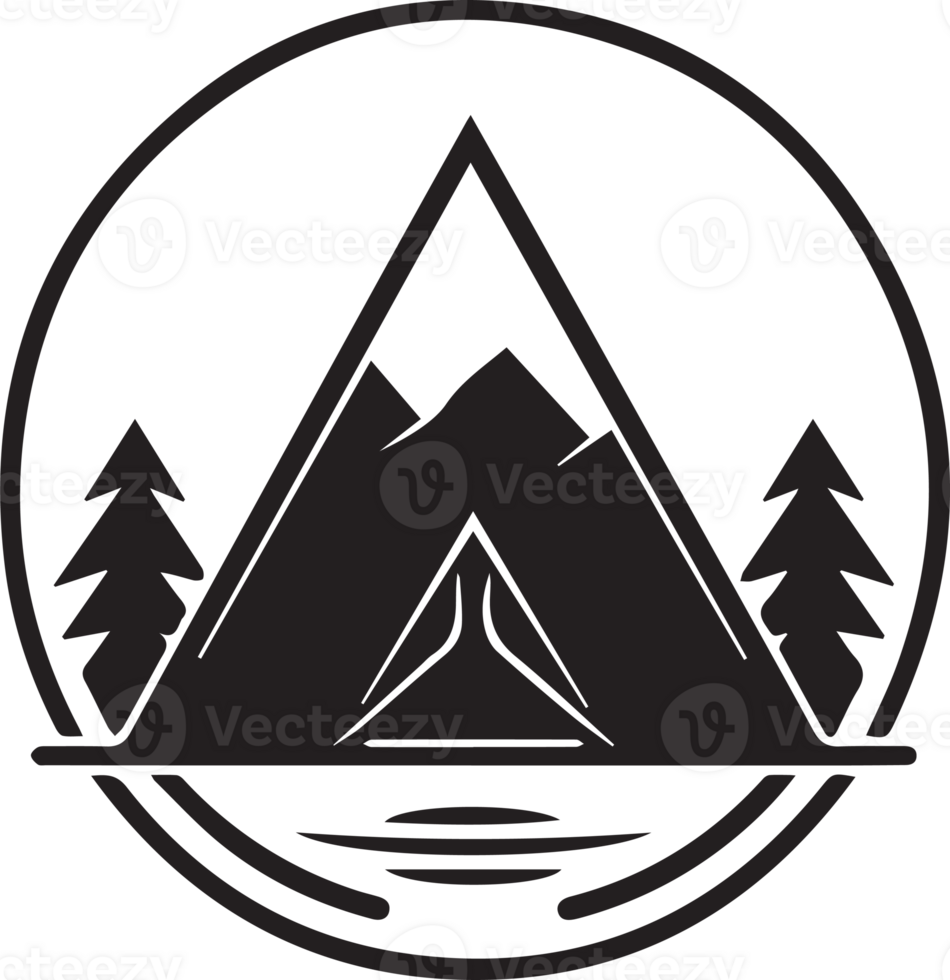 Hand Drawn vintage camping logo in flat style png
