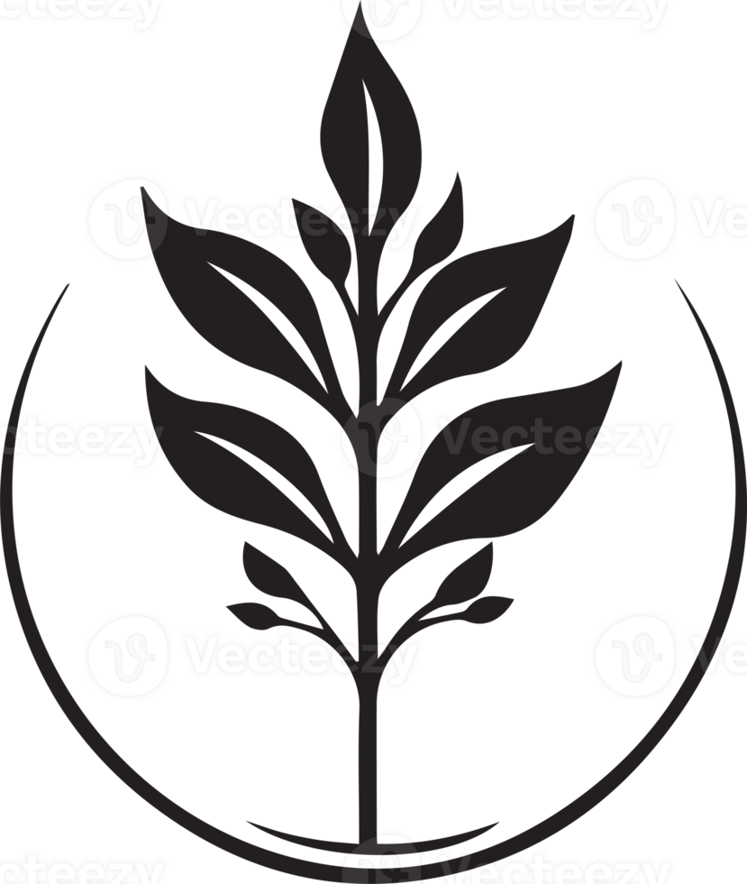 Hand Drawn vintage leaf and flower logo in flat style png