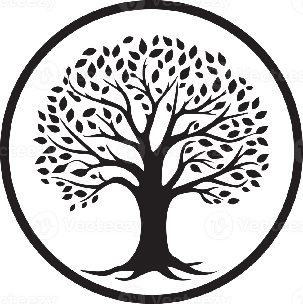 Hand Drawn vintage tree logo in flat style png