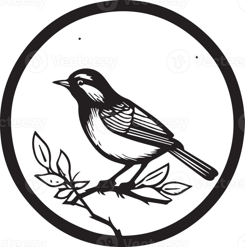 hand- getrokken wijnoogst vogel logo in vlak stijl png