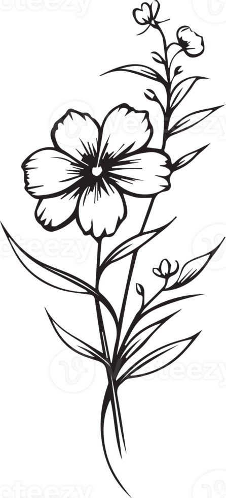 Hand Drawn vintage leaf and flower logo in flat style png