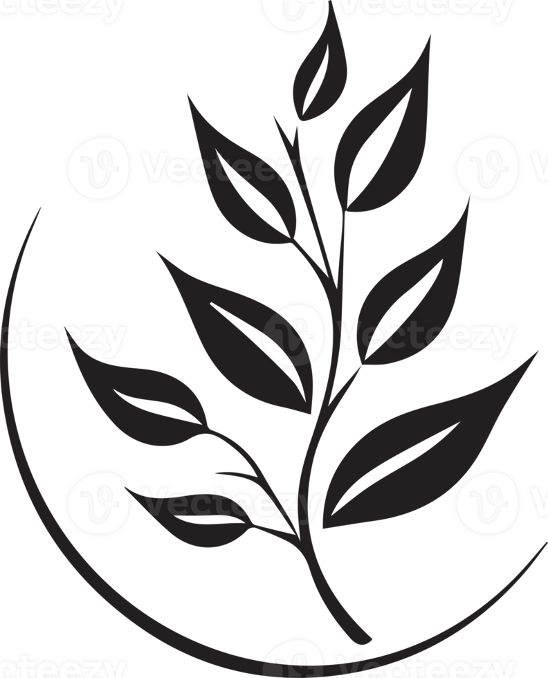Hand Drawn vintage leaf and flower logo in flat style png