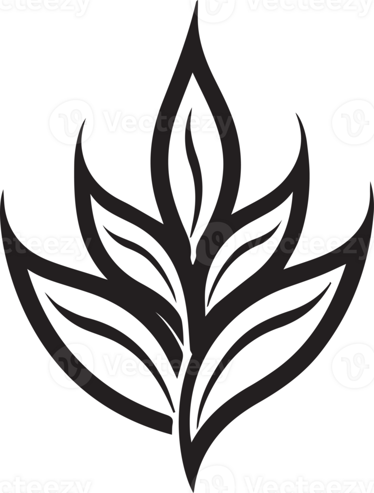 Hand Drawn vintage leaf and flower logo in flat style png