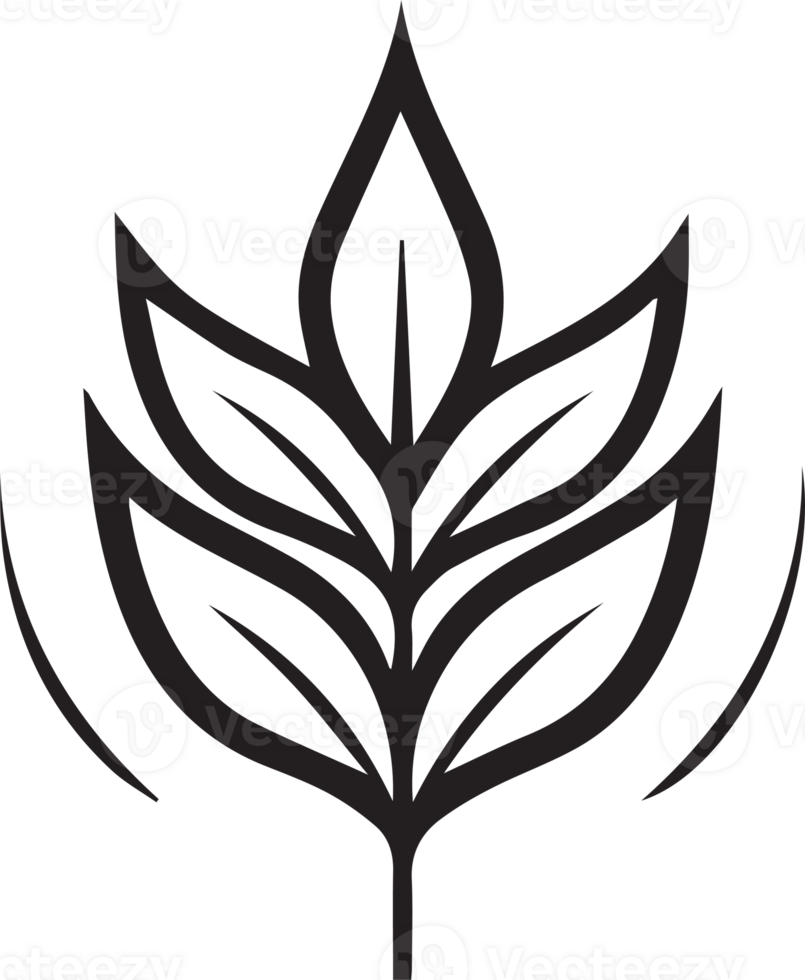 Hand Drawn vintage leaf and flower logo in flat style png