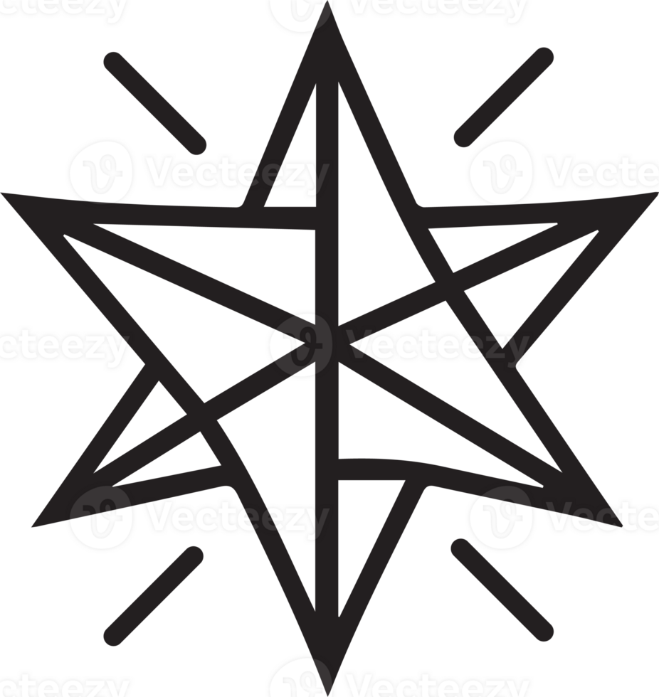 Hand Drawn vintage star logo in flat style png