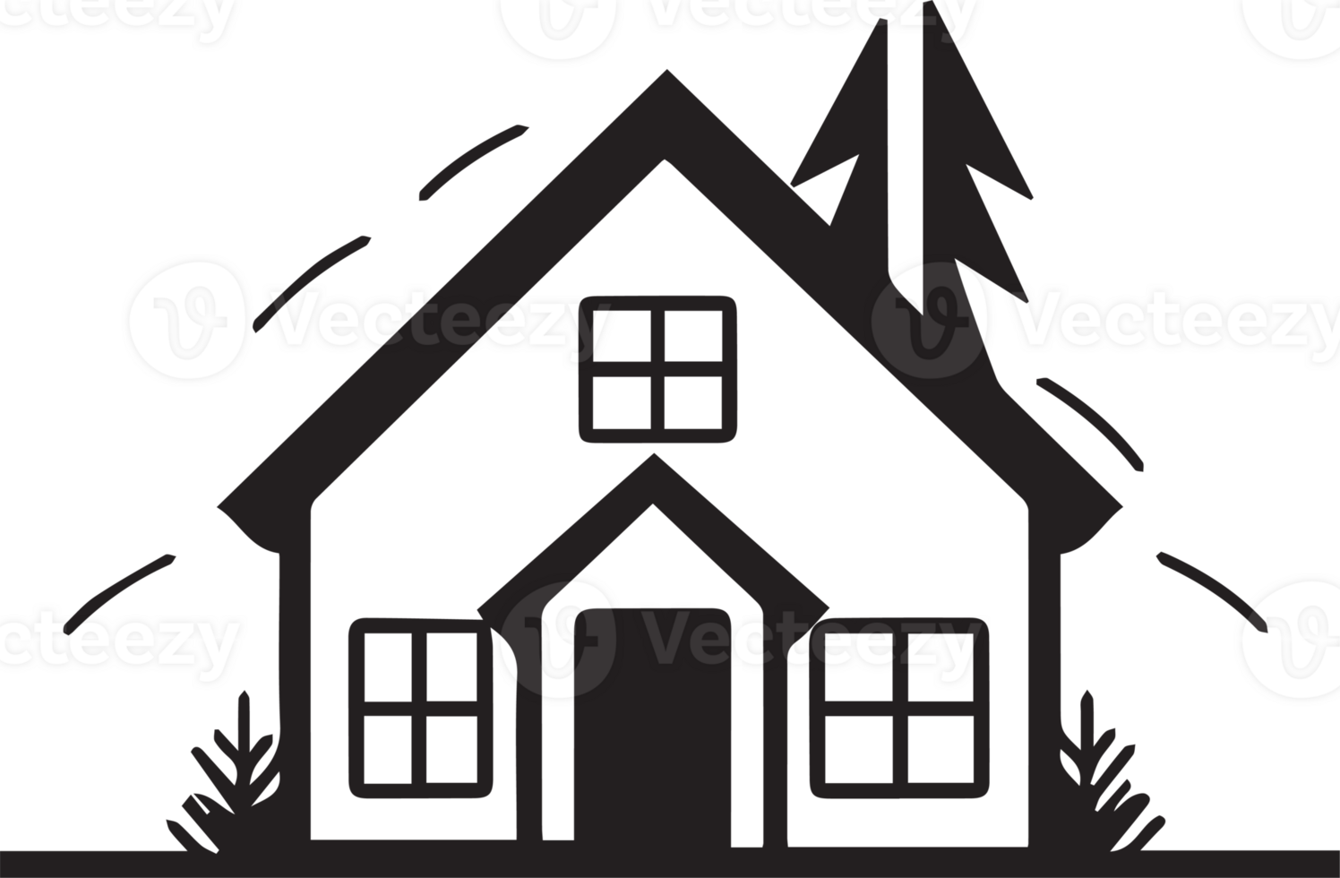 Hand Drawn vintage house logo in flat style png