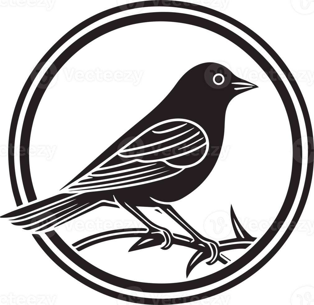 Hand Drawn vintage bird logo in flat style png