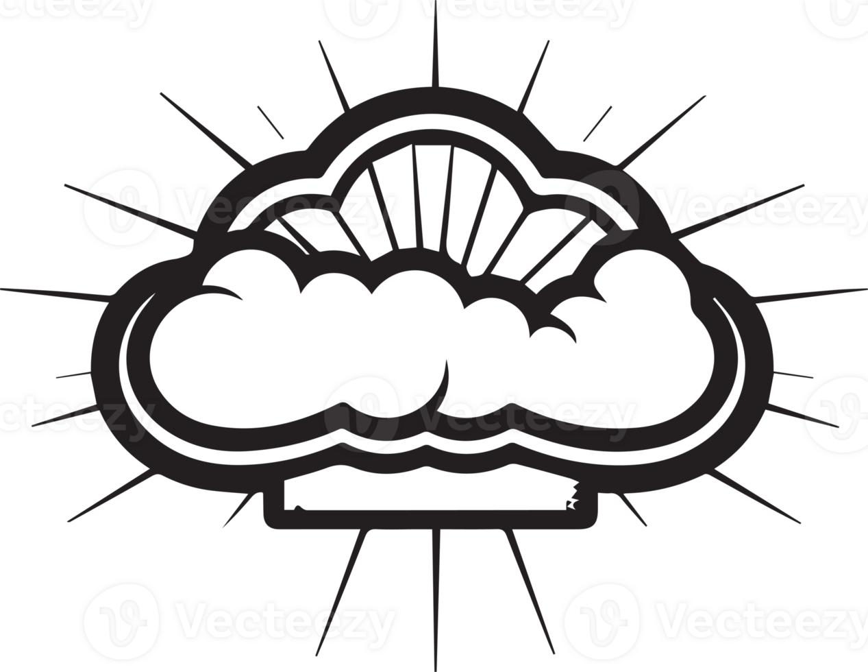 Hand Drawn vintage cloud logo in flat style png