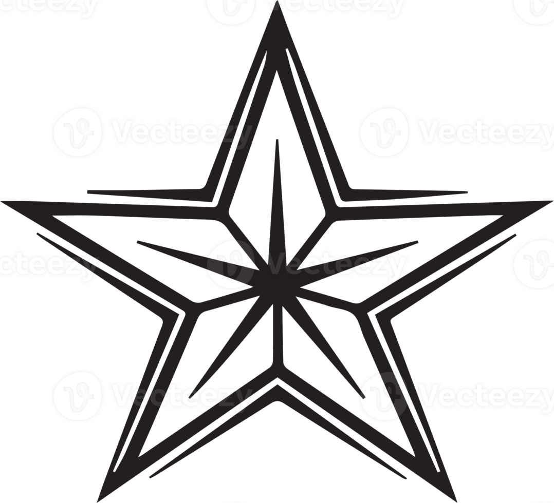Hand Drawn vintage star logo in flat style png