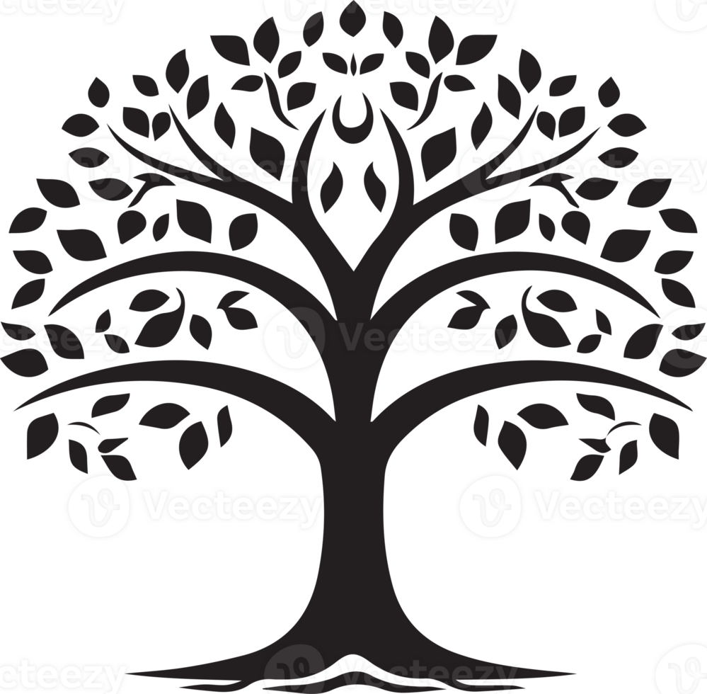 Hand Drawn vintage tree logo in flat style png