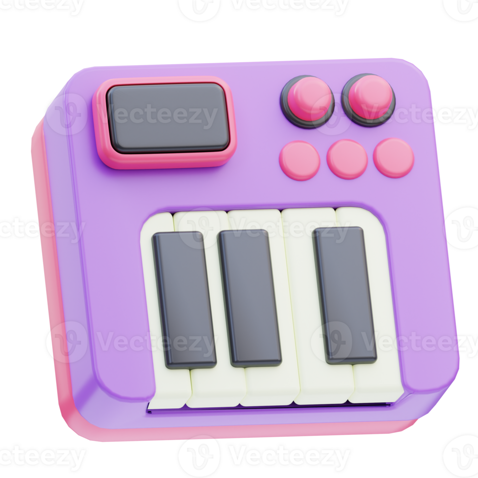 Music keyboard Birthday 3D Illustration png