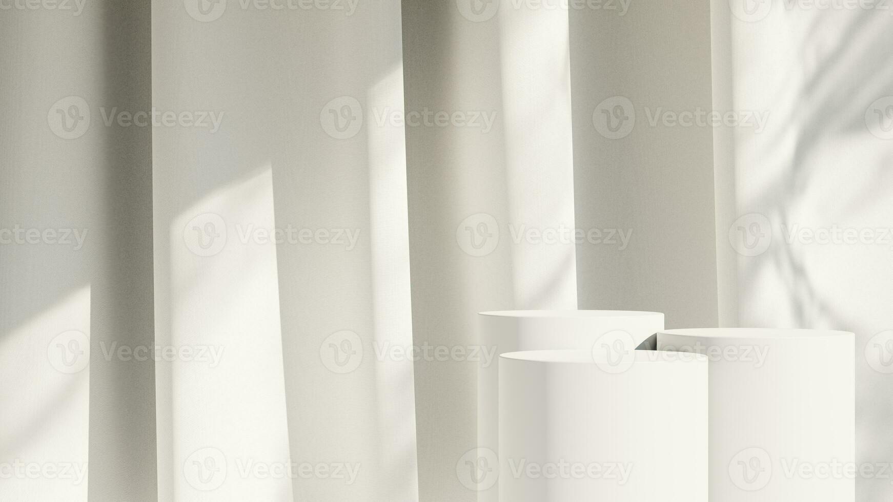 blanco producto monitor podio antecedentes con Dom ligero hojas sombra foto
