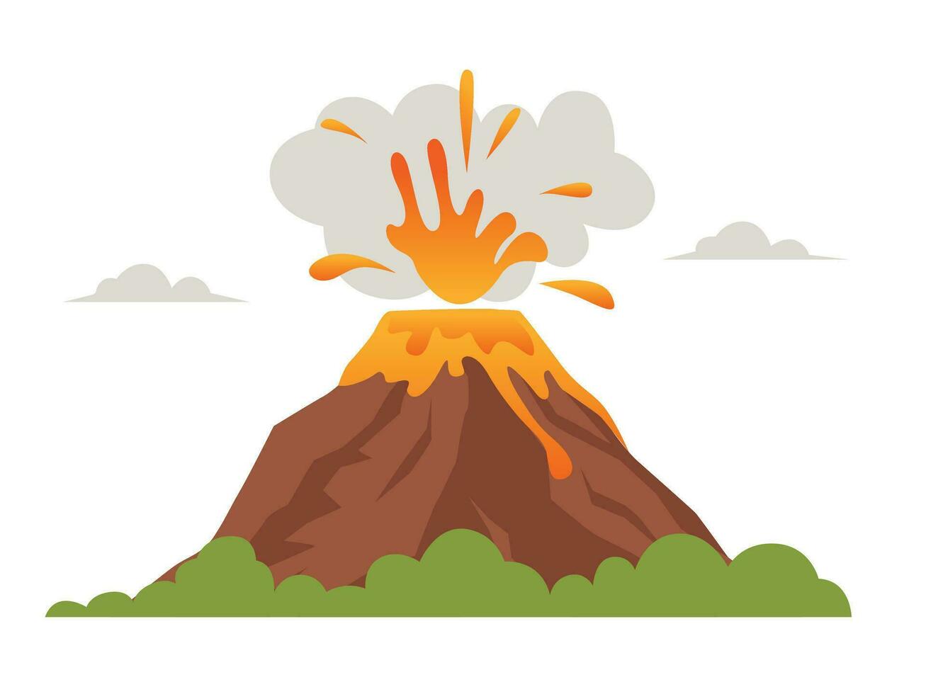 Volcano eruption. Erupting lava, hot magma, volcanic ash from mountain crater vector