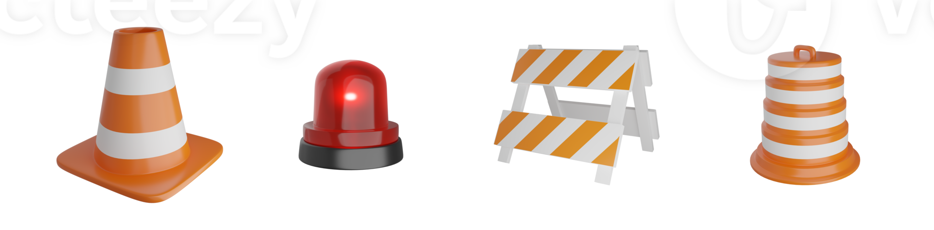 traffic cones 3d object set for watch out,road icon ,danger warning png