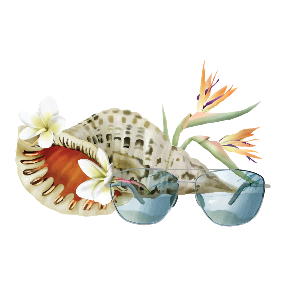 hand drawn tropical floral sticker collection png