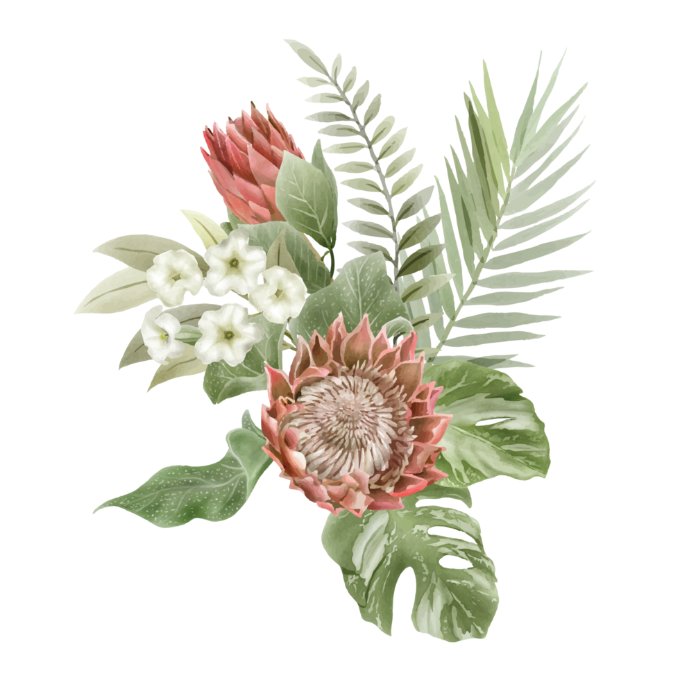 mano dibujado tropical floral pegatina colección png