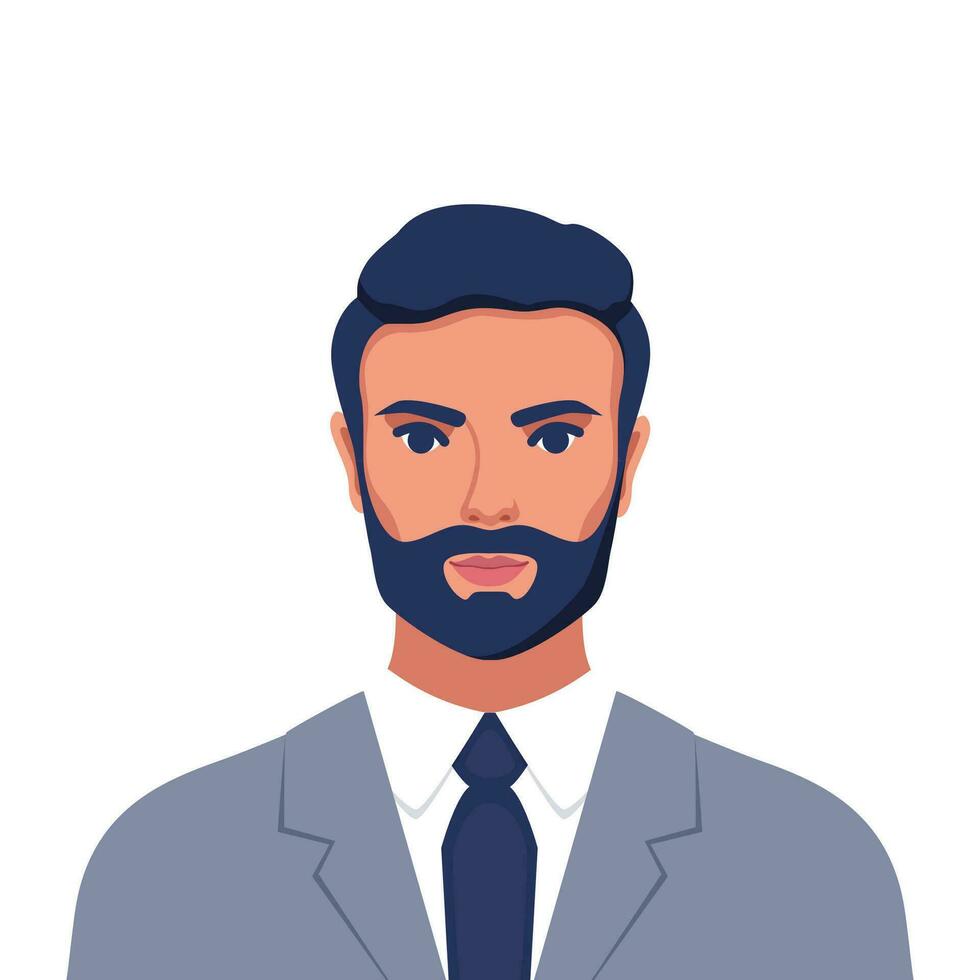 Businessman portrait. Elegant man in business suit. Employee of business institution in uniform. Man office worker. Business avatar profile picture. Vector illustration.