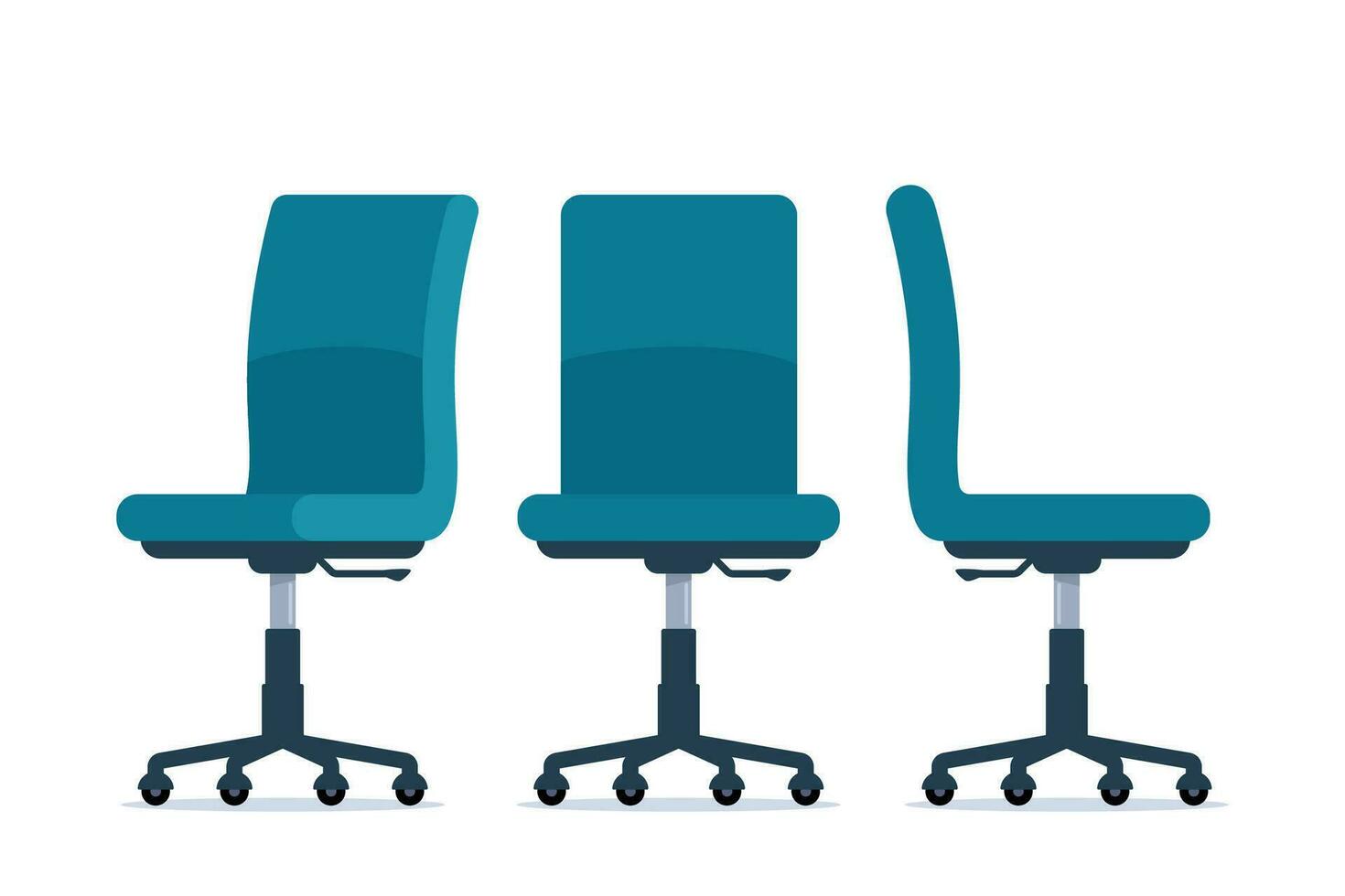 Office chair in various points of view. Furniture for office Interior in flat style. Vector illustration.