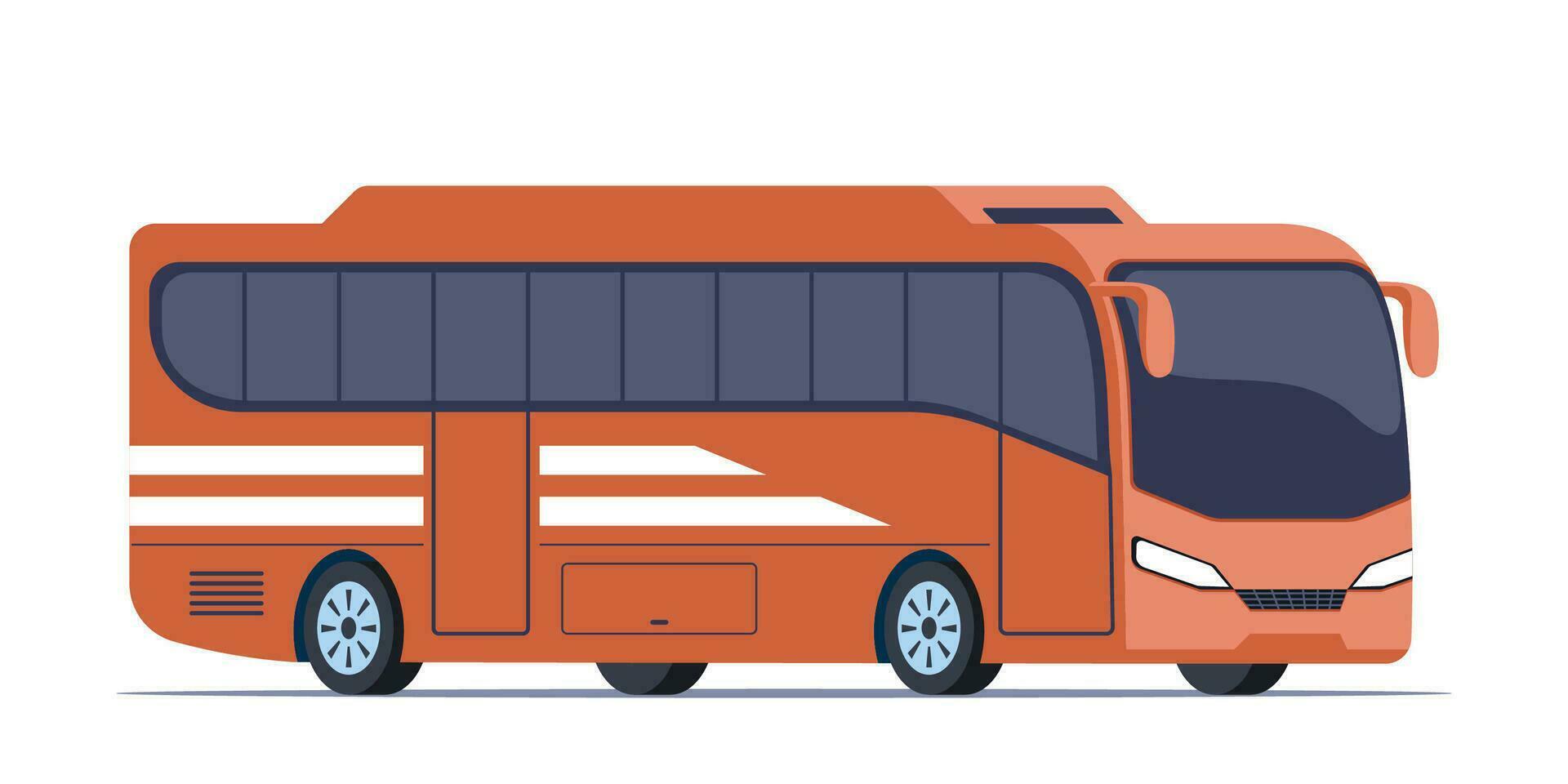 Big tour bus. Public passenger transport. Modern touristic bus. Vector illustration.